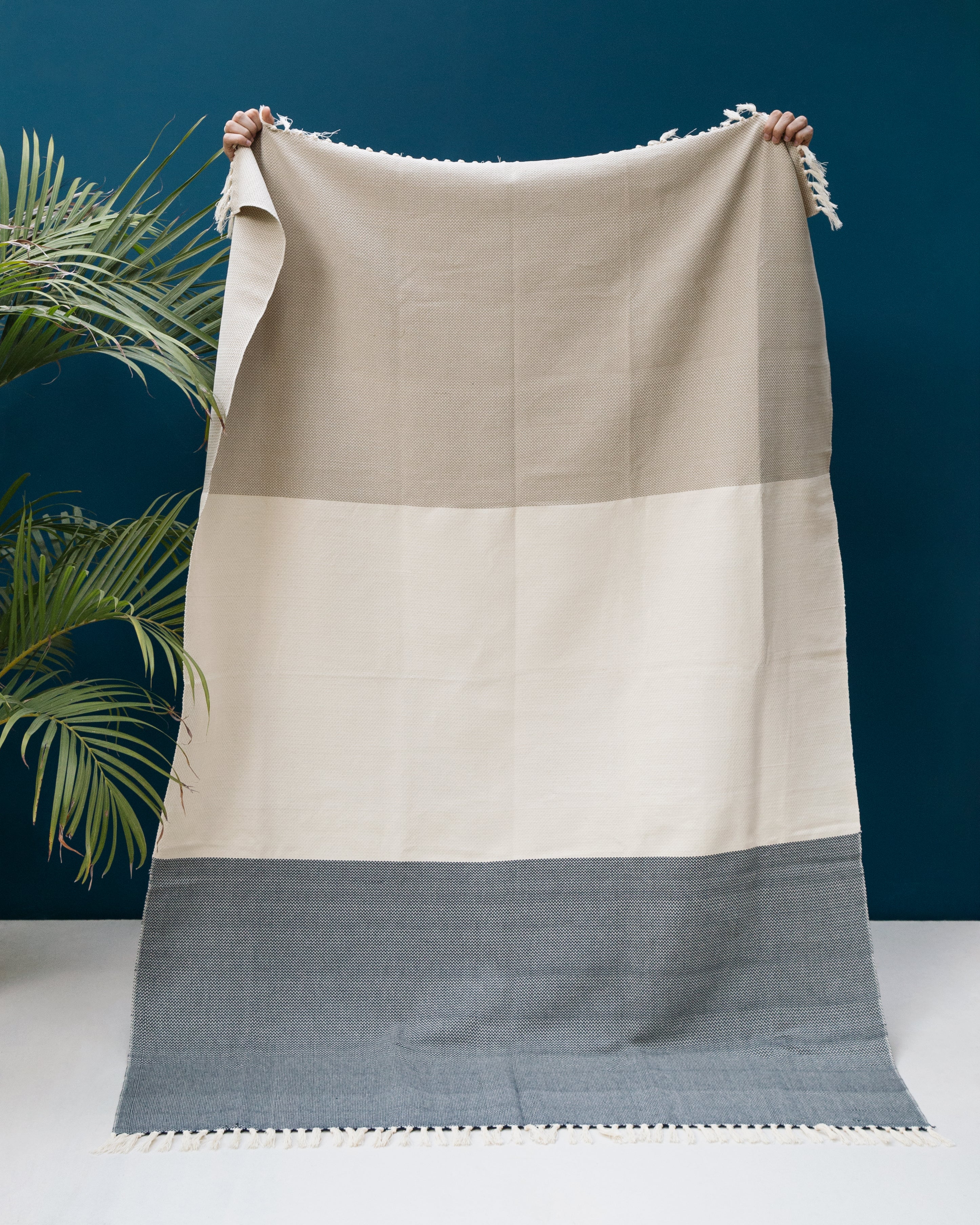 Navy & Beige Throw