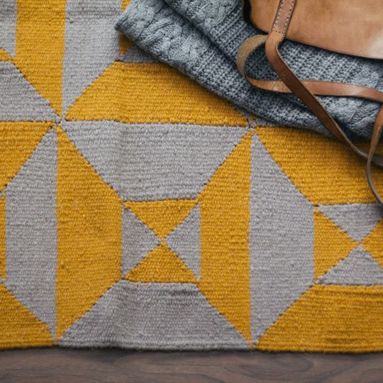 Grey Yellow Arrows Rug