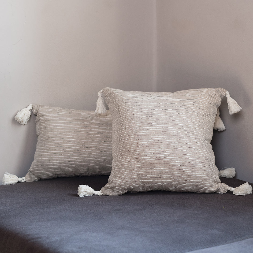 Beige Lined Akhmim Cushion