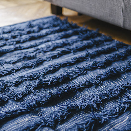 Navy Fringe Rug