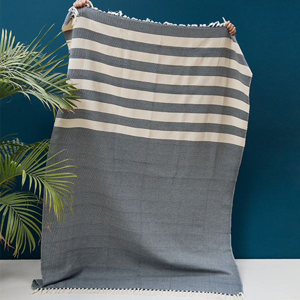 Navy Stripes Throw