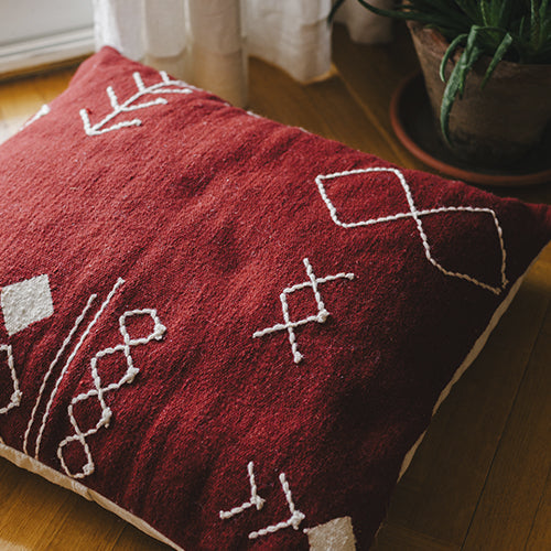 Burgundy Scattered Stitch Cushion