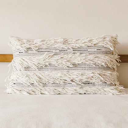 White Fringe Cushion